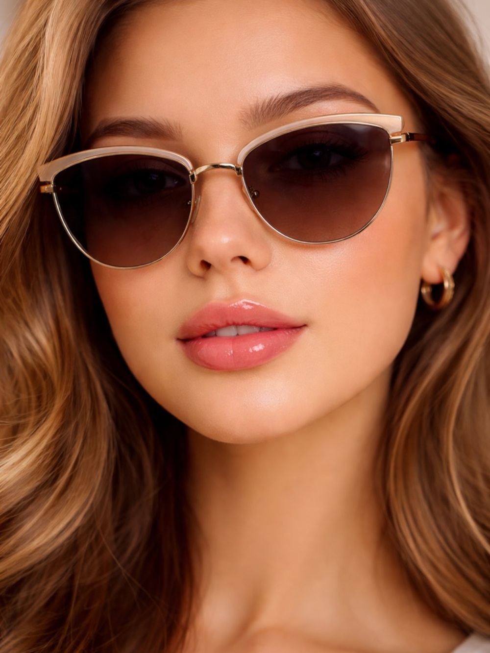 Nordstrom sun glasses with ivory frame.